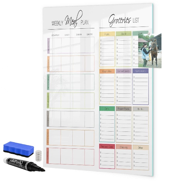 Magnetic dry erase board Weekly meal and shopping plan