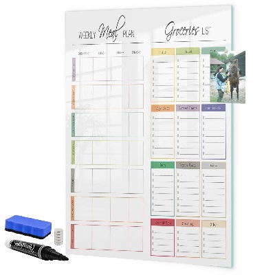 Magnetic dry erase board Weekly meal and shopping plan