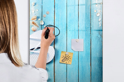 Dry erase board magnetic Summer memories on a blue background