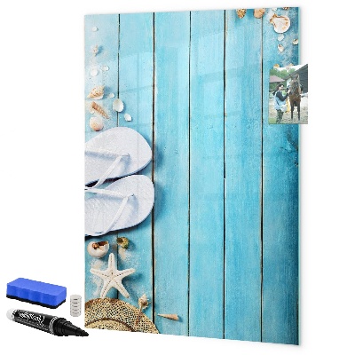 Dry erase board magnetic Summer memories on a blue background