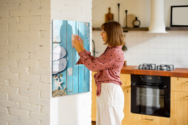 Dry erase board magnetic Summer memories on a blue background