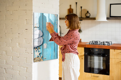 Dry erase board magnetic Summer memories on a blue background