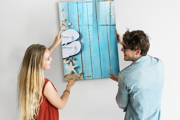 Dry erase board magnetic Summer memories on a blue background