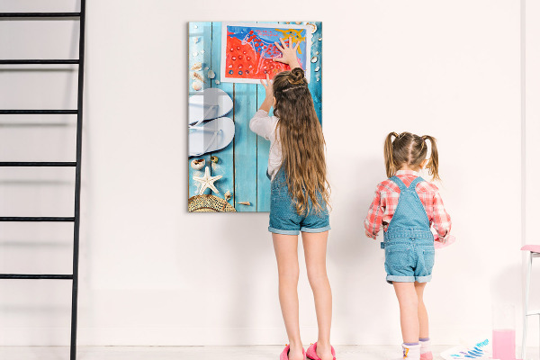 Dry erase board magnetic Summer memories on a blue background