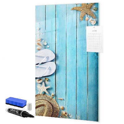 Dry erase board magnetic Summer memories on a blue background