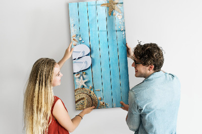 Dry erase board magnetic Summer memories on a blue background