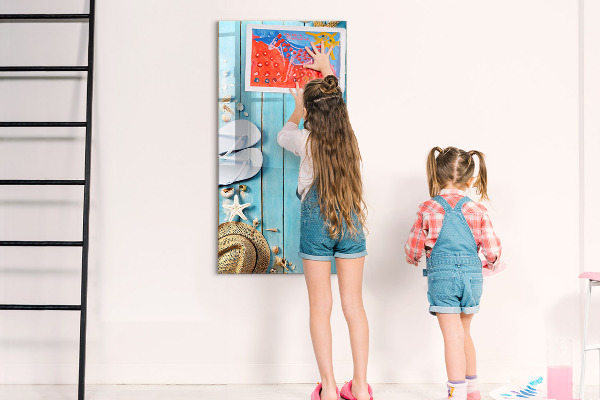 Dry erase board magnetic Summer memories on a blue background