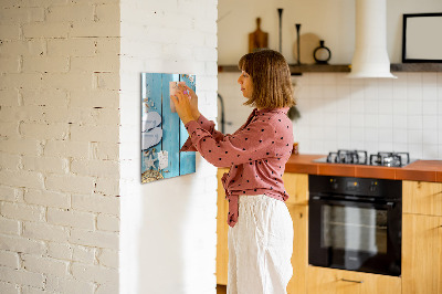 Dry erase board magnetic Summer memories on a blue background