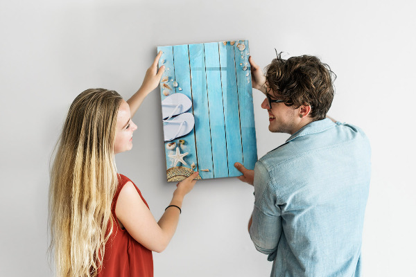 Dry erase board magnetic Summer memories on a blue background