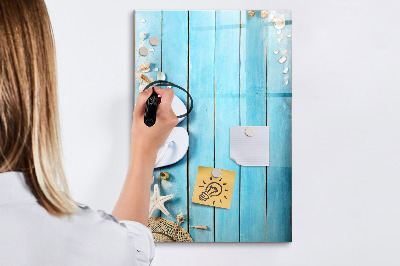Dry erase board magnetic Summer memories on a blue background