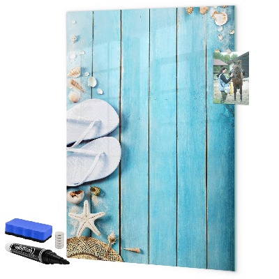 Dry erase board magnetic Summer memories on a blue background