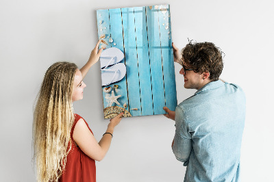 Dry erase board magnetic Summer memories on a blue background