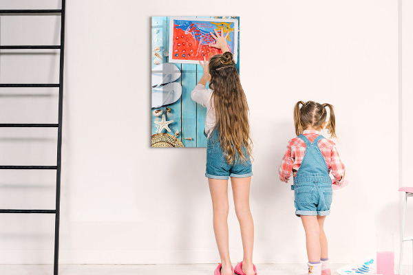 Dry erase board magnetic Summer memories on a blue background