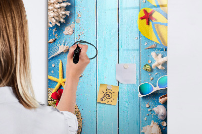 Dry erase board magnetic Summer memories on a blue background