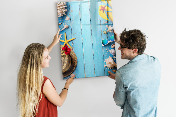 Dry erase board magnetic Summer memories on a blue background