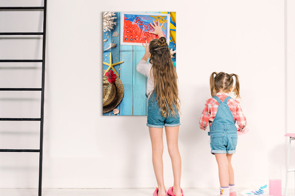 Dry erase board magnetic Summer memories on a blue background