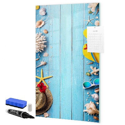 Dry erase board magnetic Summer memories on a blue background