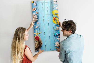 Dry erase board magnetic Summer memories on a blue background