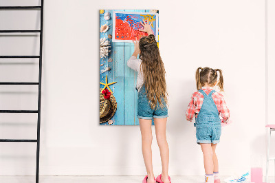 Dry erase board magnetic Summer memories on a blue background
