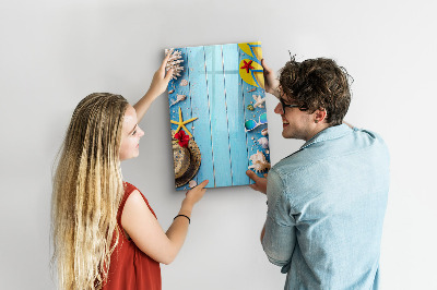 Dry erase board magnetic Summer memories on a blue background