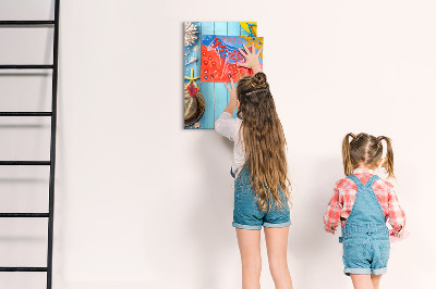 Dry erase board magnetic Summer memories on a blue background