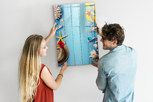 Dry erase board magnetic Summer memories on a blue background