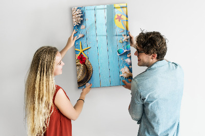 Dry erase board magnetic Summer memories on a blue background