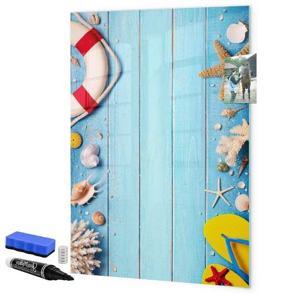 Magnetic dry erase board Summer memories in a seaside setting