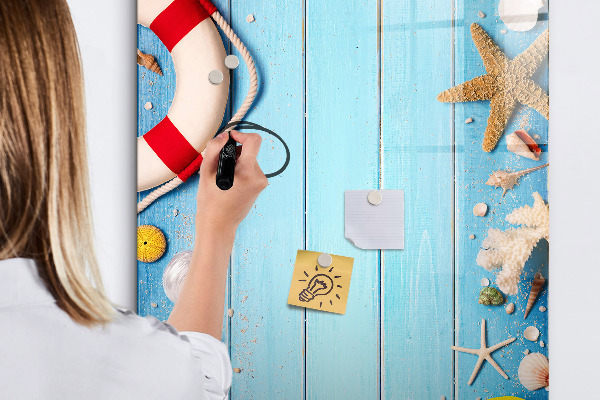 Magnetic dry erase board Summer memories in a seaside setting