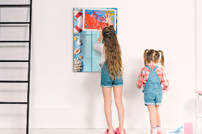 Magnetic dry erase board Summer memories in a seaside setting
