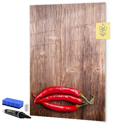 Magnetic dry erase board Paper memories and hot peppers