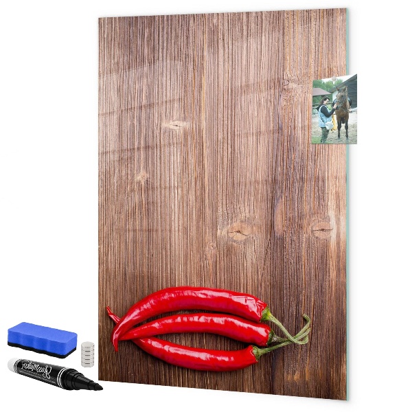 Magnetic dry erase board Paper memories and hot peppers