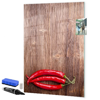 Magnetic dry erase board Paper memories and hot peppers