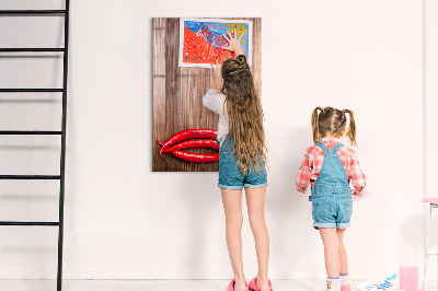 Magnetic dry erase board Paper memories and hot peppers