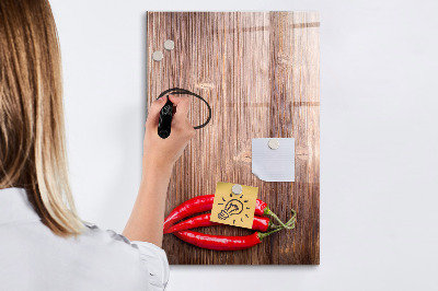 Magnetic dry erase board Paper memories and hot peppers