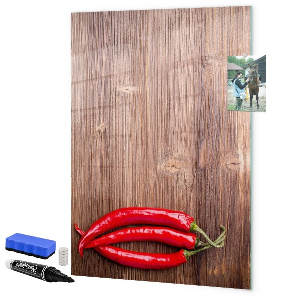 Magnetic dry erase board Paper memories and hot peppers