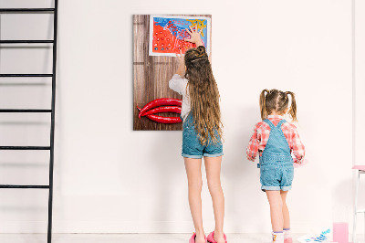Magnetic dry erase board Paper memories and hot peppers