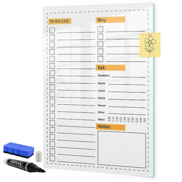Dry erase board magnetic Planning tasks and purchases in style