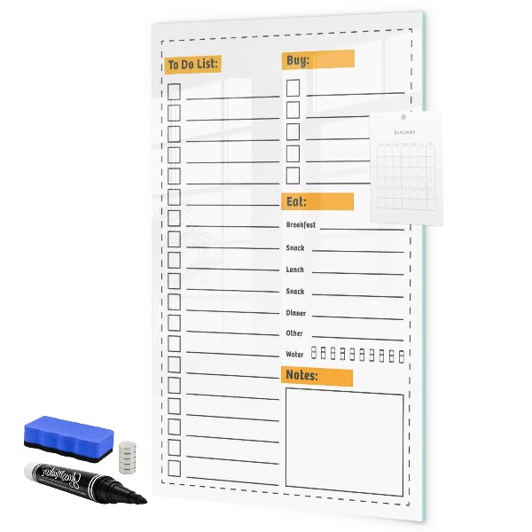 Dry erase board magnetic Planning tasks and purchases in style