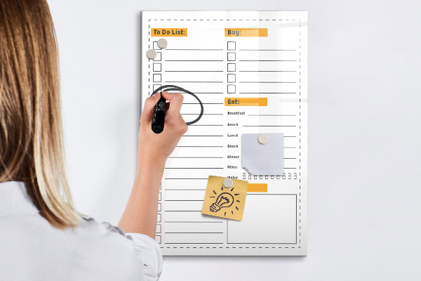 Dry erase board magnetic Planning tasks and purchases in style