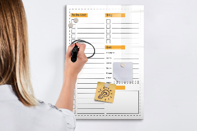 Dry erase board magnetic Planning tasks and purchases in style