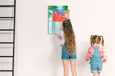 Magnetic dry erase board Green leaves and memories in photos