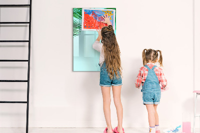 Magnetic dry erase board Green leaves and memories in photos