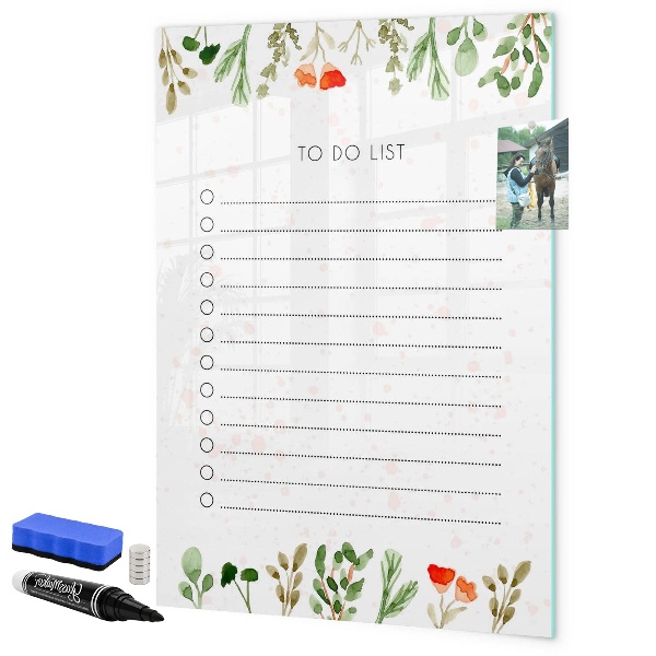 Dry erase board magnetic To-do list with space for photos