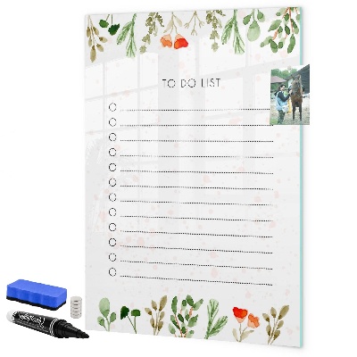 Dry erase board magnetic To-do list with space for photos