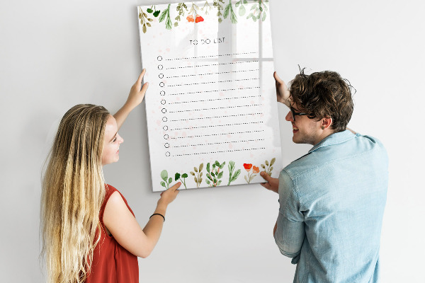 Dry erase board magnetic To-do list with space for photos