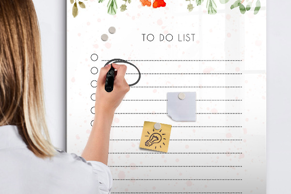 Dry erase board magnetic To-do list with space for photos