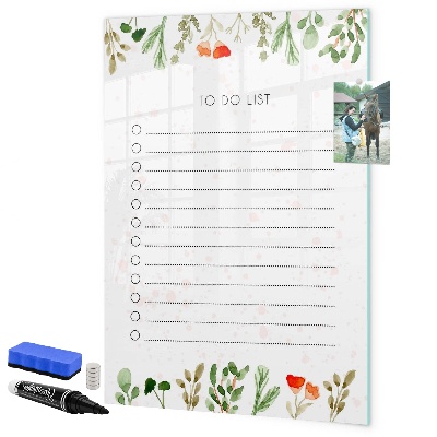 Dry erase board magnetic To-do list with space for photos