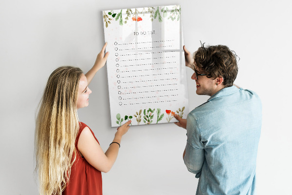 Dry erase board magnetic To-do list with space for photos