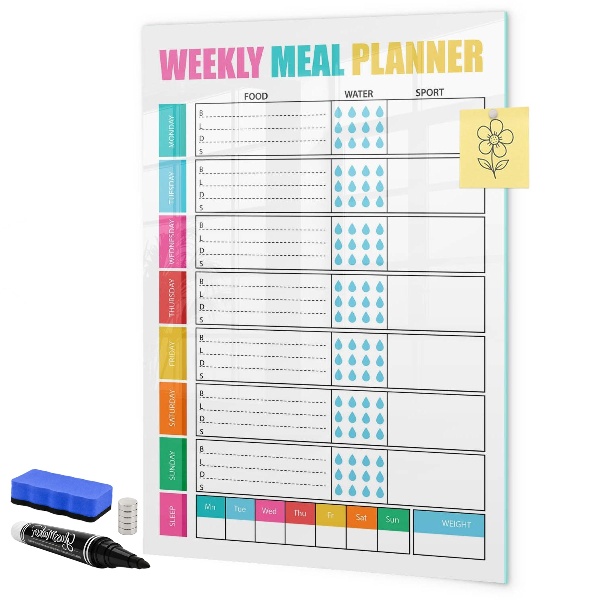 Magnetic dry erase board Meal planner for every week